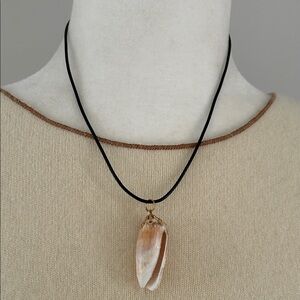 Shell Pendant Necklace on Black Cord
